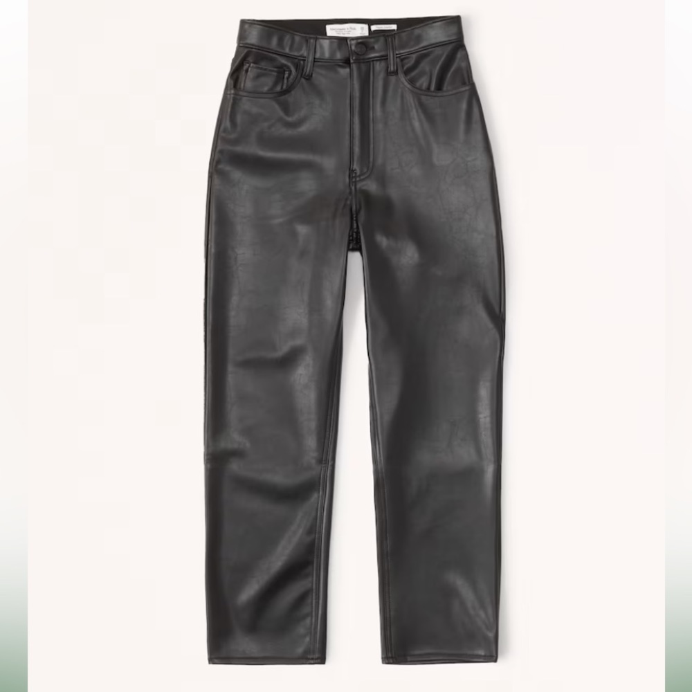 Abercrombie & Fitch Vegan Leather Ankle Straight Pant 26 SHORT